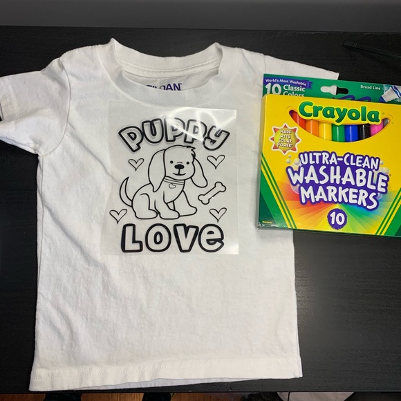Kid’s Coloring Shirt with Markers - Multiple Designs Available! - Picture 13 of 16